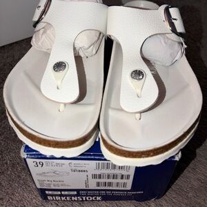 Birkenstock White Gizeh Platform Thong Sandals